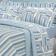 Kit: 1 Cobre-leito Casal + 2 Porta-travesseiros Percal 200 fios - Darwin Azul - Dui Design