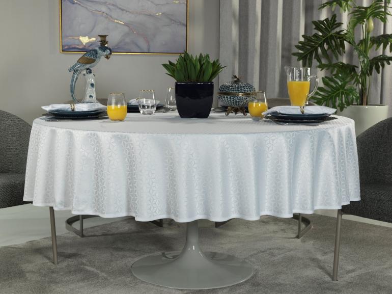 Toalha de Mesa Fácil de Limpar Redonda 160cm - Davos Branco - Dui Design
