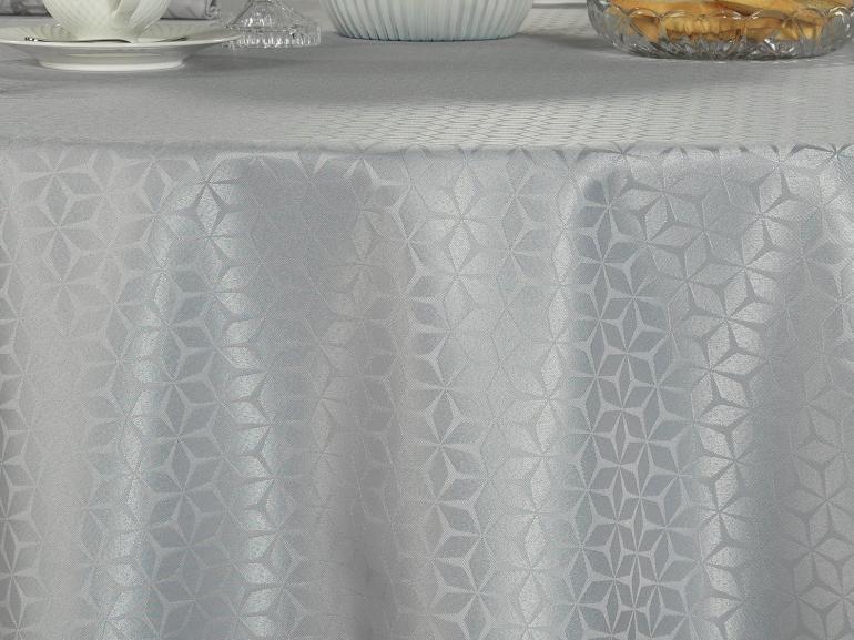 Toalha de Mesa Fácil de Limpar Redonda 160cm - Davos Cinza - Dui Design