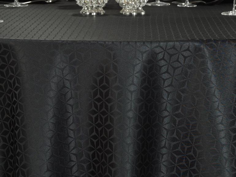 Toalha de Mesa Fácil de Limpar Redonda 160cm - Davos Preto - Dui Design