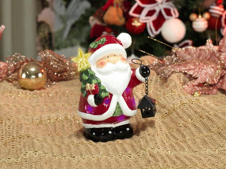 Decoração Natal de Cerâmica com Led 16cm de altura - Chegada do Papai Noel - Dui Design
