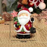 Decoração Natal de Cerâmica com Led 16cm de altura - Chegada do Papai Noel - Dui Design