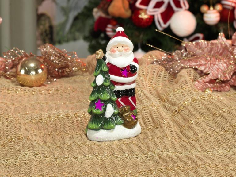 Decoração Natal de Cerâmica com Led 16,2cm de altura - Papai Noel na Árvore - Dui Design