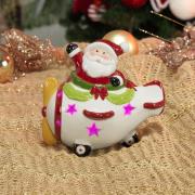 Decoração Natal de Cerâmica com Led 12,5cm de altura - Avião Nicolau - Dui Design