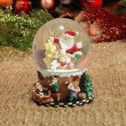 Decorao Natal de Cermica Globo com Msica 14 cm de altura - Papai Noel - Dui Design
