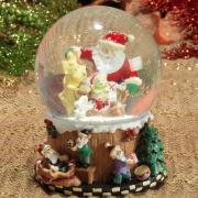 Decorao Natal de Cermica Globo com Msica 14 cm de altura - Papai Noel - Dui Design