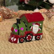 Decorao Natal de Cermica com 10cm de altura - Trem Nicolau com Led - Dui Design