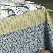 Kit: 1 Cobre-leito Queen Bouti de Algodo PatchWork + 2 Porta-travesseiros - Delta Marinho - Dui Design