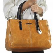 Bolsa em Couro Natural - Denver Marrom - Velina Fabbiano
