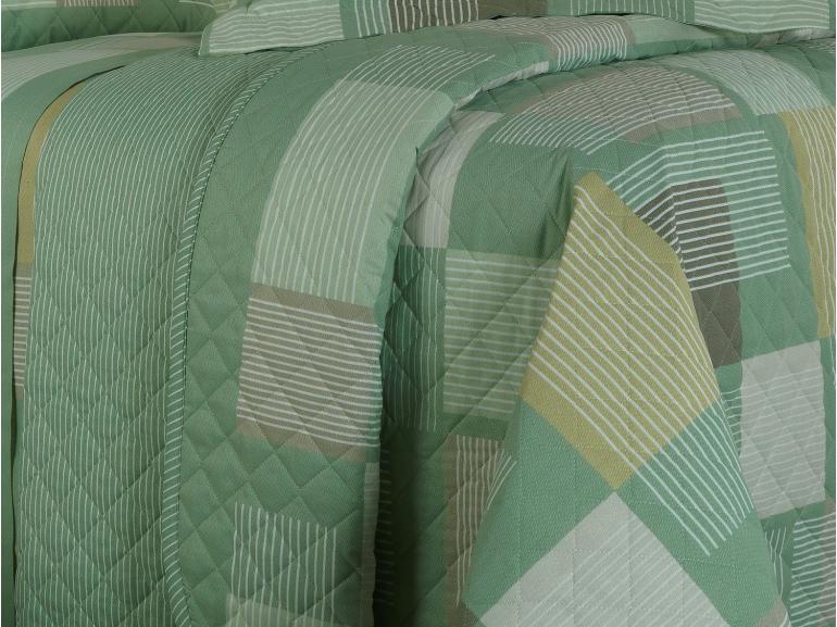 Kit: 1 Cobre-leito Casal + 2 Porta-travesseiros 150 fios - Denver Verde - Dui Design