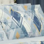 Kit: 1 Cobre-leito Queen + 2 Porta-travesseiros Percal 200 fios - Denzel Azul - Dui Design