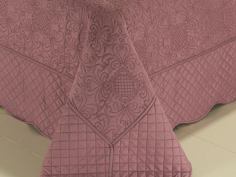 Kit: 1 Cobre-leito Solteiro Bouti Bordada de Microfibra + 1 Porta-travesseiro - Dhara Rosa e Taupe - Dui Design