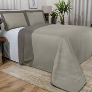 Kit: 1 Cobre-leito Casal Bouti de Microfibra Ultrasonic  + 2 Porta-travesseiros - Diamond Taupe - Dui Design