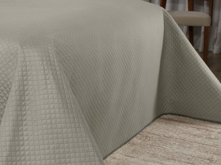 Kit: 1 Cobre-leito Casal Bouti de Microfibra Ultrasonic  + 2 Porta-travesseiros - Diamond Taupe - Dui Design