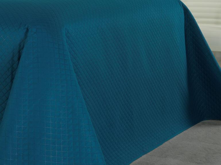 Kit: 1 Cobre-leito Casal Bouti de Microfibra Ultrasonic + 2 Porta-travesseiros - Diamond Azul Mykonos - Dui Design