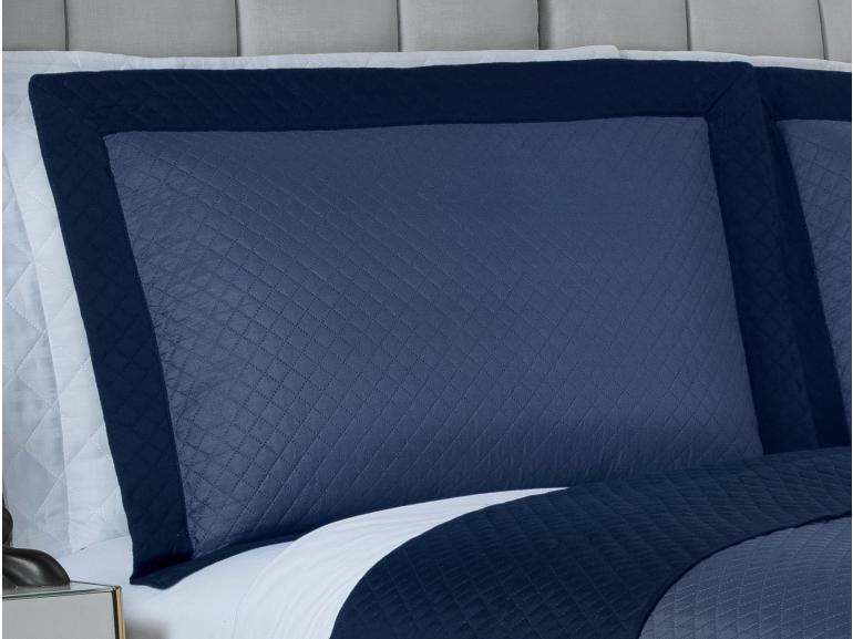 Kit: 1 Cobre-leito Solteiro Bouti de Microfibra Ultrasonic + 1 Porta-travesseiro - Diamond Indigo - Dui Design
