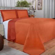 Kit: 1 Cobre-leito Solteiro Bouti de Microfibra Ultrasonic + 1 Porta-travesseiro - Diamond Laranja - Dui Design