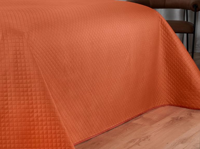 Kit: 1 Cobre-leito Solteiro Bouti de Microfibra Ultrasonic + 1 Porta-travesseiro - Diamond Laranja - Dui Design