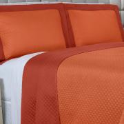 Kit: 1 Cobre-leito Solteiro Bouti de Microfibra Ultrasonic + 1 Porta-travesseiro - Diamond Laranja - Dui Design