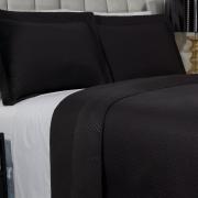 Kit: 1 Cobre-leito King Bouti de Microfibra Ultrasonic  + 2 Porta-travesseiros - Diamond Preto - Dui Design