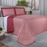 Kit: 1 Cobre-leito King Bouti de Microfibra Ultrasonic + 2 Porta-travesseiros - Diamond Rosa Velho - Dui Design