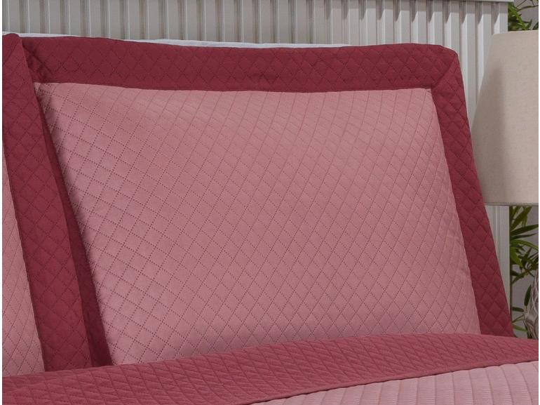 Kit: 1 Cobre-leito King Bouti de Microfibra Ultrasonic + 2 Porta-travesseiros - Diamond Rosa Velho - Dui Design
