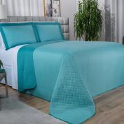 Kit: 1 Cobre-leito Queen Bouti de Microfibra Ultrasonic  + 2 Porta-travesseiros - Diamond Turquesa - Dui Design