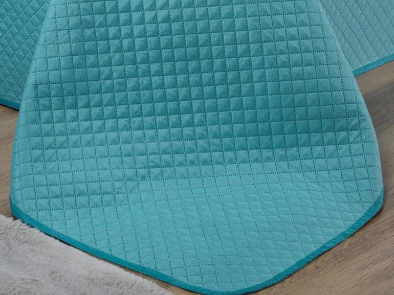Kit: 1 Cobre-leito Queen Bouti de Microfibra Ultrasonic  + 2 Porta-travesseiros - Diamond Turquesa - Dui Design