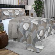 Kit: 1 Cobre-leito King Bouti de Microfibra Ultrasonic Estampada + 2 Porta-travesseiros - Dicaprio Taupe - Dui Design