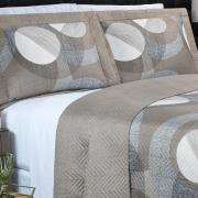 Kit: 1 Cobre-leito King Bouti de Microfibra Ultrasonic Estampada + 2 Porta-travesseiros - Dicaprio Taupe - Dui Design