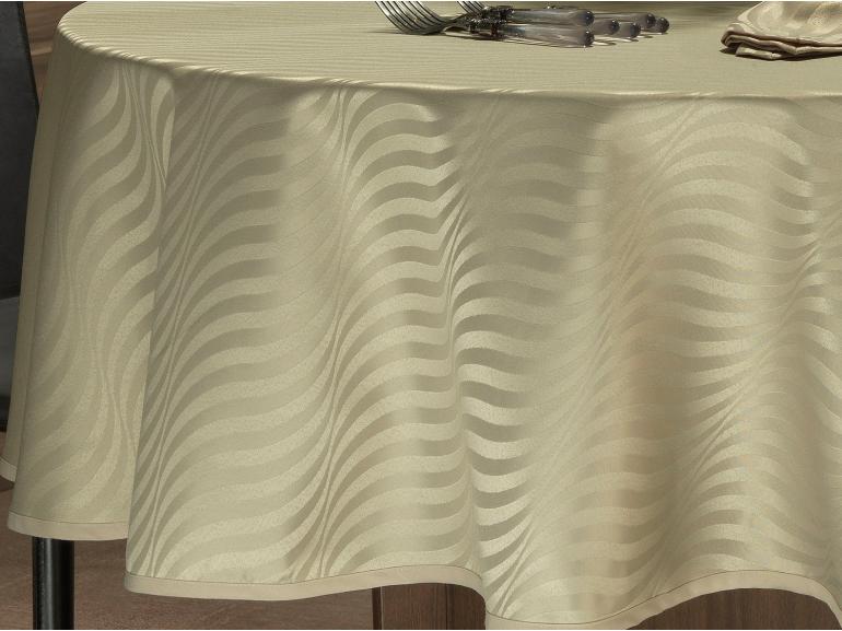 Toalha de Mesa Fcil de Limpar Redonda 160cm - Dijon Bege - Dui Design