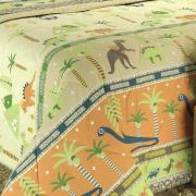 Kit: 1 Cobre-leito Casal + 2 Portas-travesseiro 150 fios 100% Algodo - Dino Safari - Dui Design