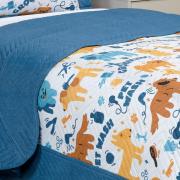 Kit: 1 Cobre-leito Solteiro Kids Bouti de Microfibra PatchWork Ultrasonic + 1 Porta-travesseiro - Dog Style - Dui Design