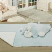 Kit: 1 Cobertor Baby Pele de Carneiro Sherpa + 1 Almofada Baby Kids de Bichinhos - Dog Azul Sherpa - Dui Design