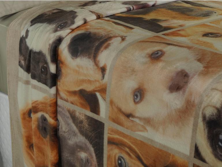 Cobertor Avulso Casal Flanelado com Estampa Digital 260 gramas/m² - Dogs Faces - Dui Design