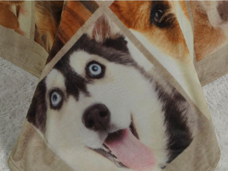 Cobertor Avulso Casal Flanelado com Estampa Digital 260 gramas/m² - Dogs Faces - Dui Design