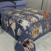 Cobertor Avulso Casal Flanelado com Estampa Digital 260 gramas/m² - Dogs Jeans - Dui Design