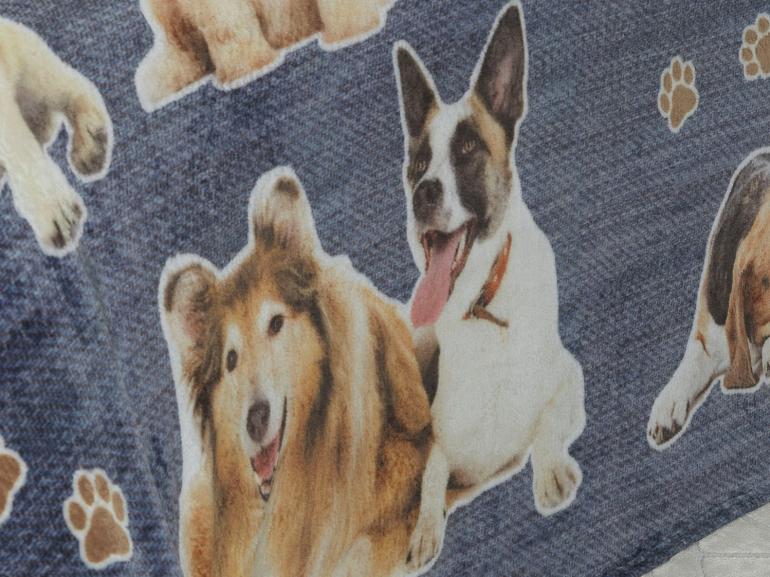 Cobertor Avulso Solteiro Flanelado com Estampa Digital 260 gramas/m² - Dogs Jeans - Dui Design