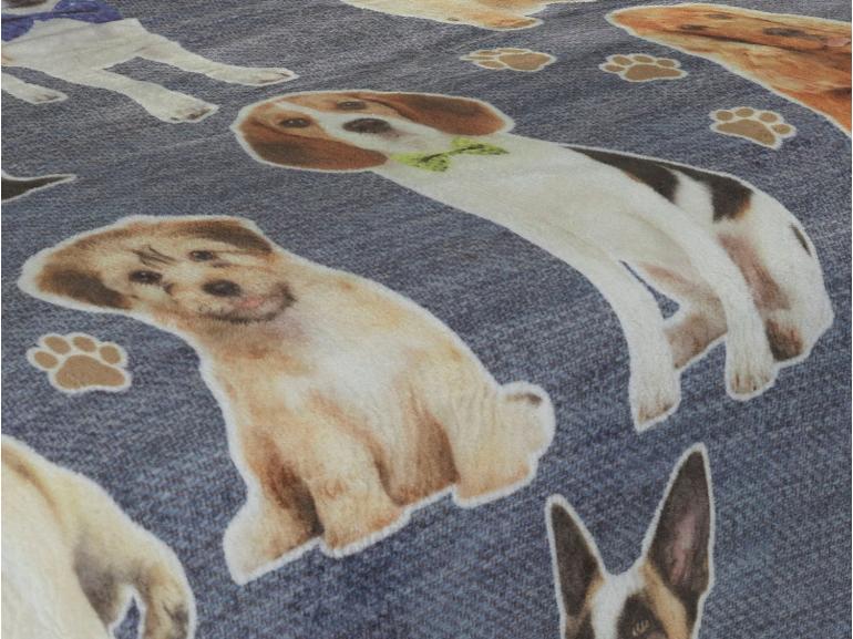 Cobertor Avulso Solteiro Flanelado com Estampa Digital 260 gramas/m² - Dogs Jeans - Dui Design
