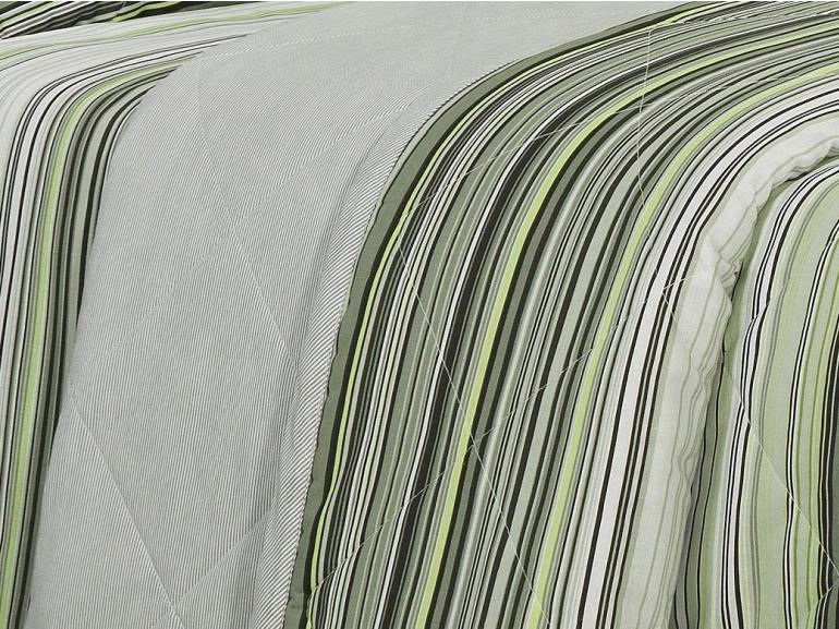 Enxoval Solteiro com Cobre-leito 5 peas 150 fios - Doha Cinza e Verde - Dui Design