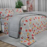 Enxoval King com Edredom 5 peas Percal 180 fios - Dora Cinza - Dui Design