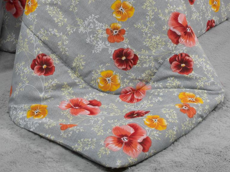 Enxoval King com Edredom 5 peas Percal 180 fios - Dora Cinza - Dui Design