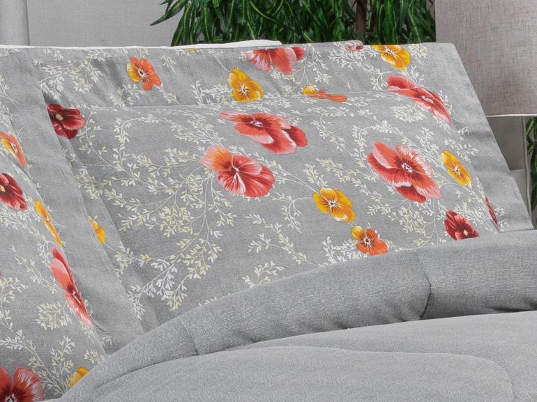 Jogo de Cama King Percal 180 fios - Dora Cinza - Dui Design