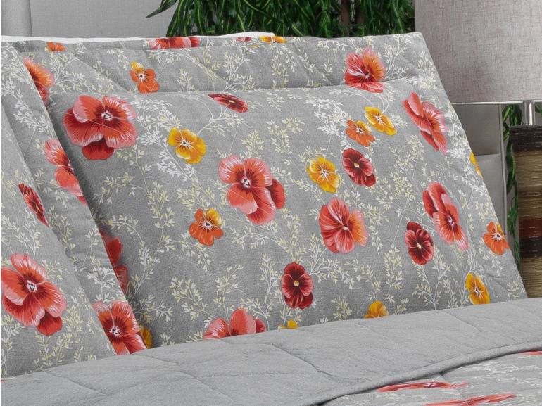 Enxoval King com Cobre-leito 7 peas Percal 180 fios - Dora Cinza - Dui Design