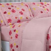 Jogo de Cama King Percal 180 fios - Dora Rosa - Dui Design