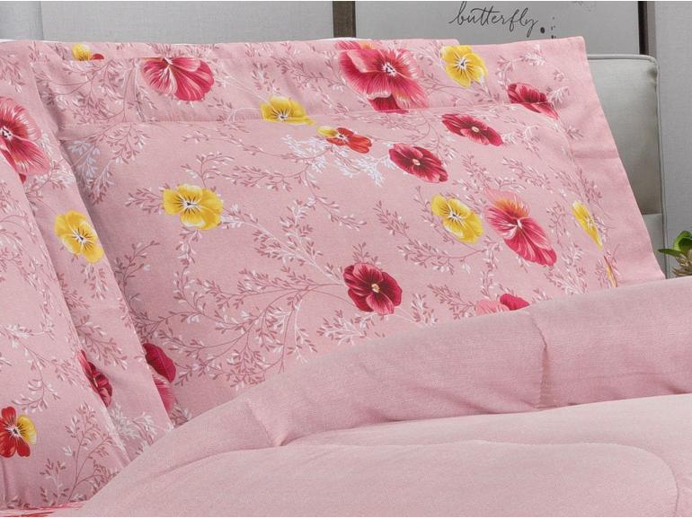 Jogo de Cama King Percal 180 fios - Dora Rosa - Dui Design