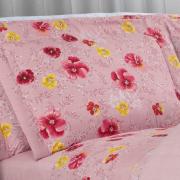 Jogo de Cama King Percal 180 fios - Dora Rosa - Dui Design