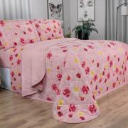 Enxoval Queen com Cobre-leito 7 peas Percal 180 fios - Dora Rosa - Dui Design