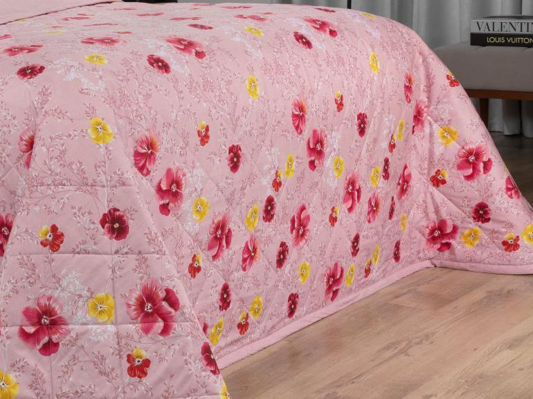 Enxoval Queen com Cobre-leito 7 peas Percal 180 fios - Dora Rosa - Dui Design
