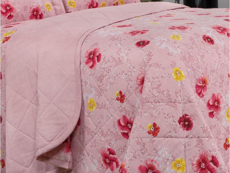 Enxoval Queen com Cobre-leito 7 peas Percal 180 fios - Dora Rosa - Dui Design
